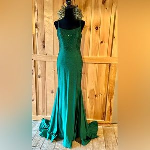 Emerald green mermaid style Amarra gown